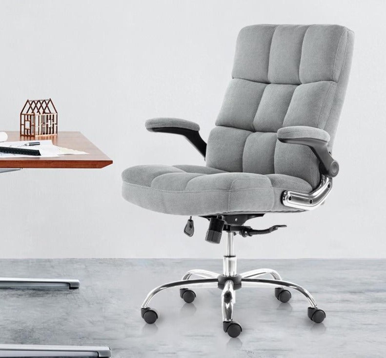 High Back Home Office Chair Fabric Computer Desk Chair Adjustable Hight with Movable Armrest